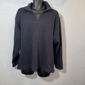 Eddie Bauer Mens Large Blue Gray 1/4 Zip Pullover Long Sleeve Sweater
